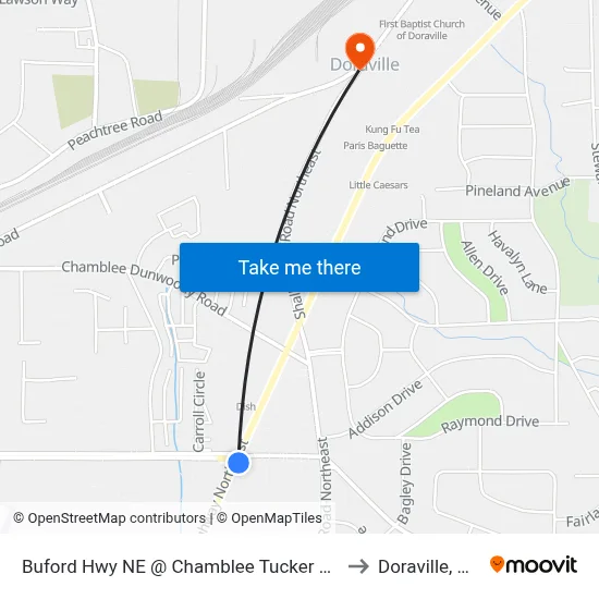 Buford Hwy NE @ Chamblee Tucker Rd to Doraville, GA map