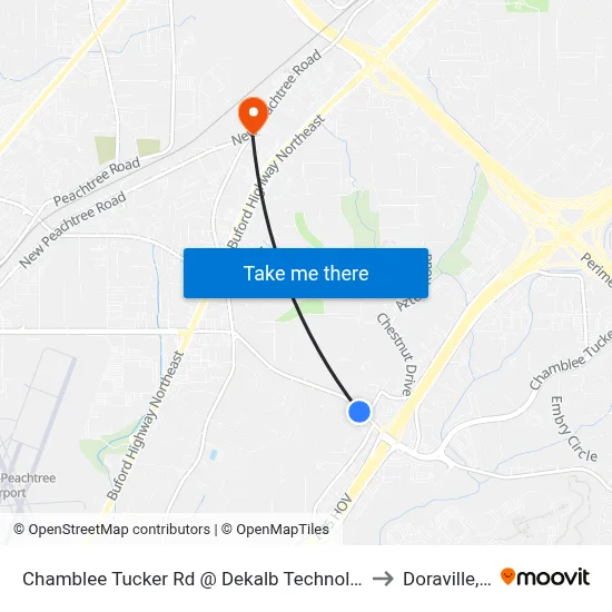 Chamblee Tucker Rd @ Dekalb Technology Pkwy to Doraville, GA map