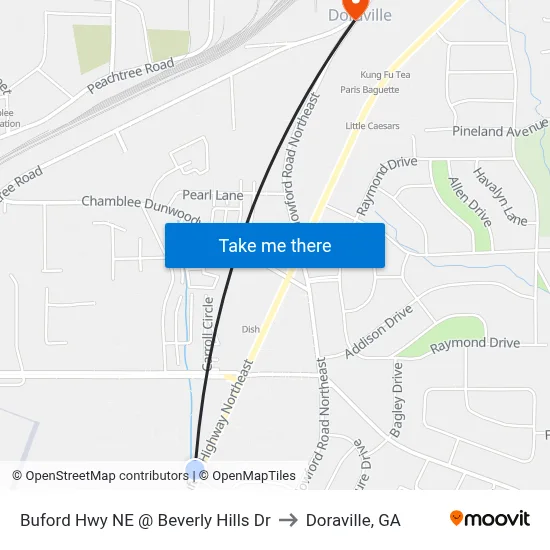 Buford Hwy NE @ Beverly Hills Dr to Doraville, GA map