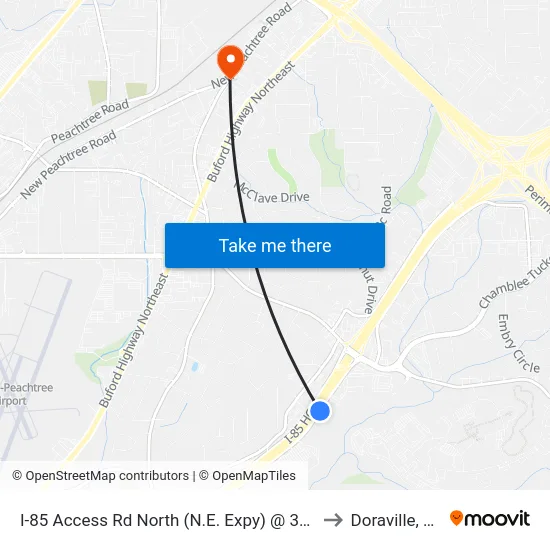 I-85 Access Rd North (N.E. Expy) @ 3355 to Doraville, GA map