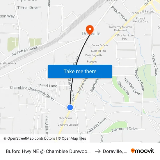 Buford Hwy NE @ Chamblee Dunwoody Rd to Doraville, GA map