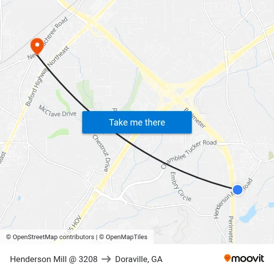 Henderson Mill @ 3208 to Doraville, GA map