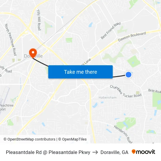 Pleasantdale Rd @ Pleasantdale Pkwy to Doraville, GA map