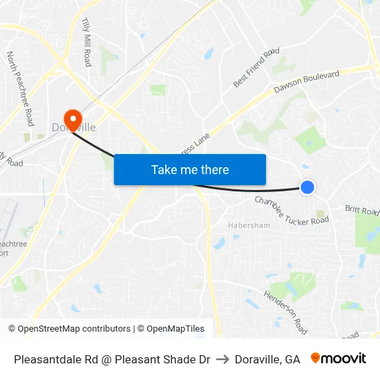 Pleasantdale Rd @ Pleasant Shade Dr to Doraville, GA map