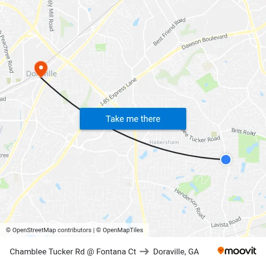 Chamblee Tucker Rd @ Fontana Ct to Doraville, GA map