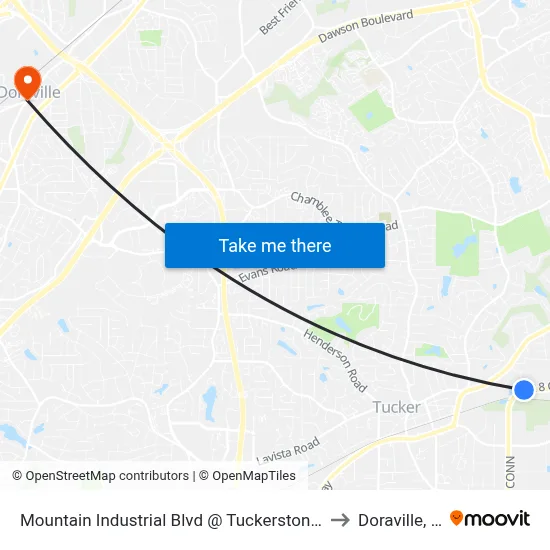 Mountain Industrial Blvd @ Tuckerstone Pkwy to Doraville, GA map