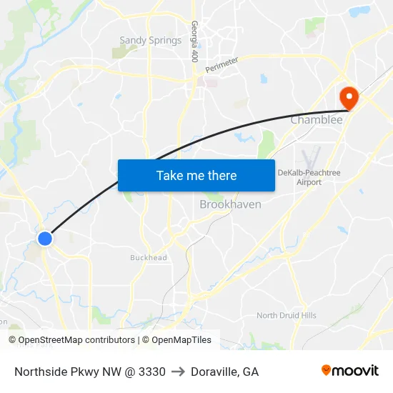 Northside Pkwy NW @ 3330 to Doraville, GA map