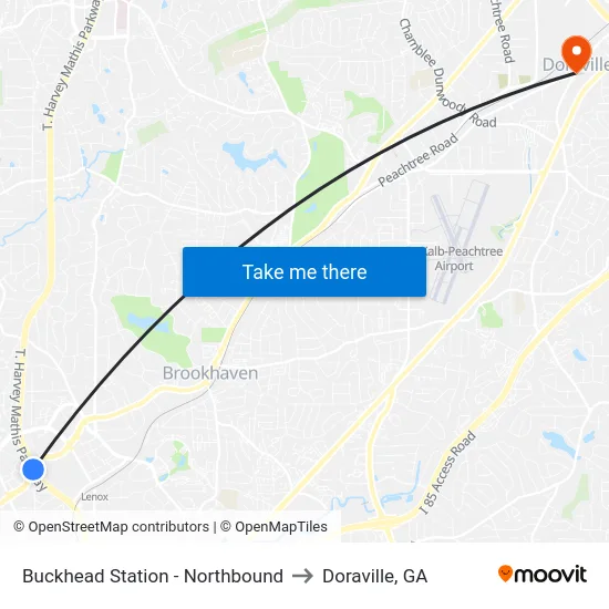 Buckhead Station - Northbound to Doraville, GA map