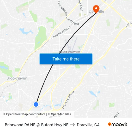 Briarwood Rd NE @ Buford Hwy NE to Doraville, GA map