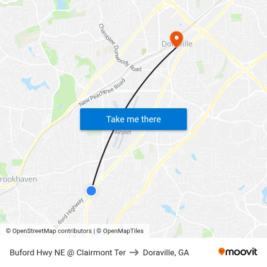 Buford Hwy NE @ Clairmont Ter to Doraville, GA map