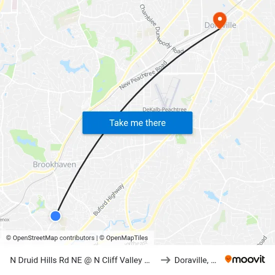 N Druid Hills Rd NE @ N Cliff Valley Way to Doraville, GA map