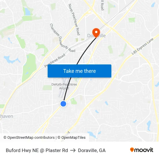 Buford Hwy NE @ Plaster Rd to Doraville, GA map