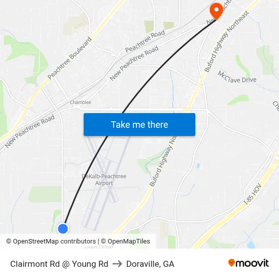 Clairmont Rd @ Young Rd to Doraville, GA map