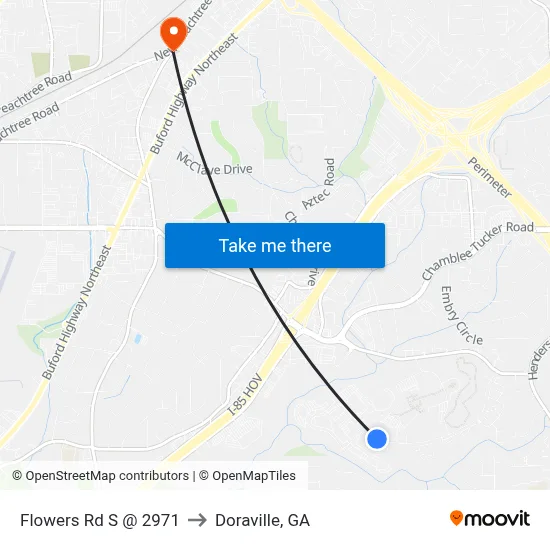 Flowers Rd S @ 2971 to Doraville, GA map