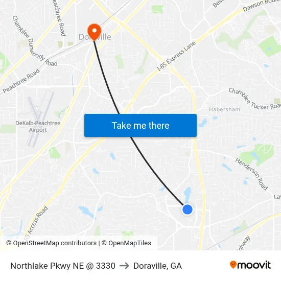 Northlake Pkwy NE @ 3330 to Doraville, GA map