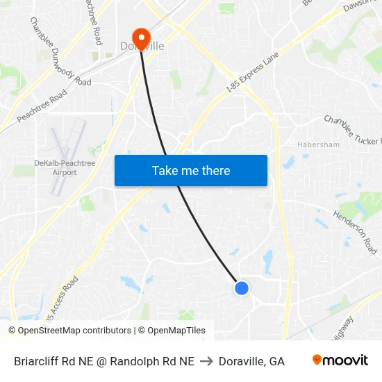 Briarcliff Rd NE @ Randolph Rd NE to Doraville, GA map