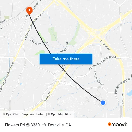 Flowers Rd @ 3330 to Doraville, GA map