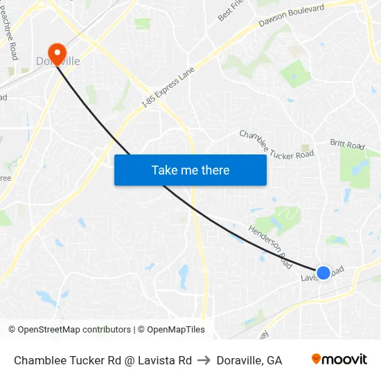 Chamblee Tucker Rd @ Lavista Rd to Doraville, GA map