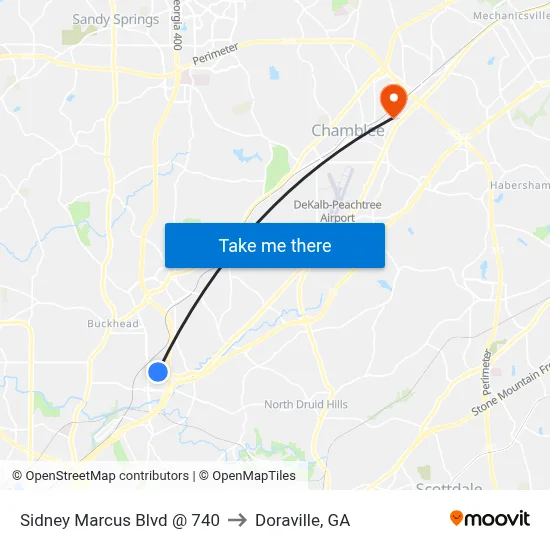 Sidney Marcus Blvd @ 740 to Doraville, GA map