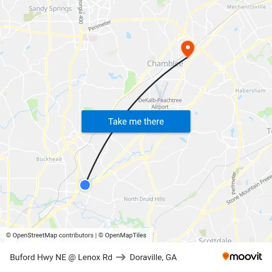 Buford Hwy NE @ Lenox Rd to Doraville, GA map