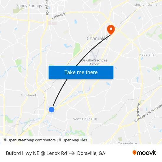 Buford Hwy NE @ Lenox Rd to Doraville, GA map