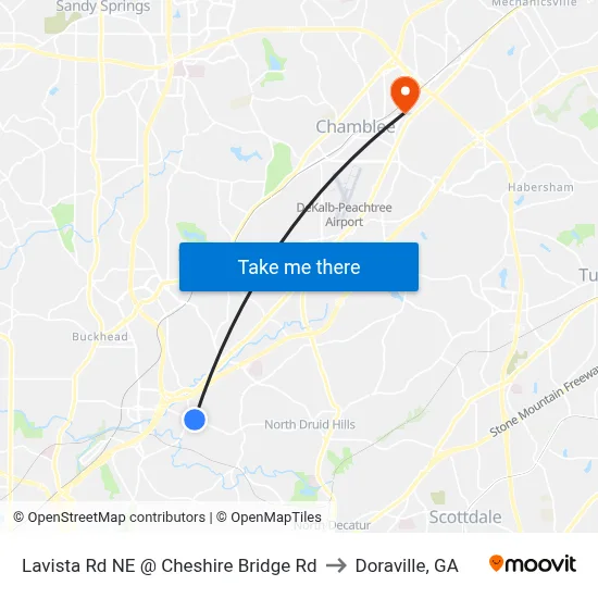 Lavista Rd NE @ Cheshire Bridge Rd to Doraville, GA map