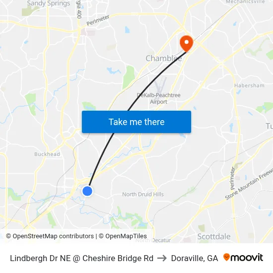 Lindbergh Dr NE @ Cheshire Bridge Rd to Doraville, GA map