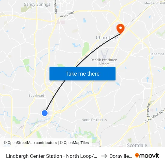 Lindbergh Center Station - North Loop/Morosgo Dr to Doraville, GA map