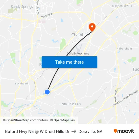 Buford Hwy NE @ W Druid Hills Dr to Doraville, GA map
