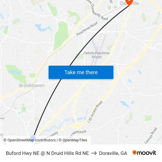 Buford Hwy NE @ N Druid Hills Rd NE to Doraville, GA map