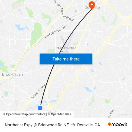 Northeast Expy @ Briarwood Rd NE to Doraville, GA map