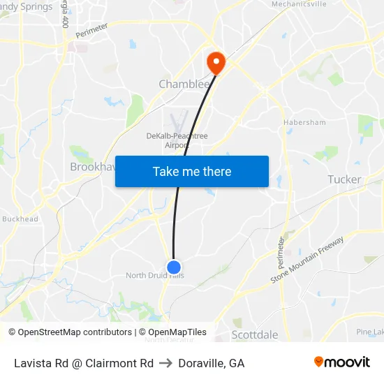 Lavista Rd @ Clairmont Rd to Doraville, GA map