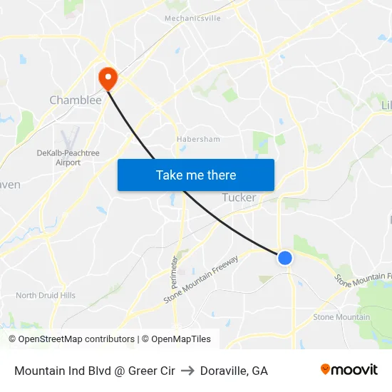 Mountain Ind Blvd @ Greer Cir to Doraville, GA map