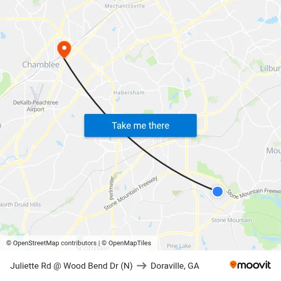Juliette Rd @ Wood Bend Dr (N) to Doraville, GA map