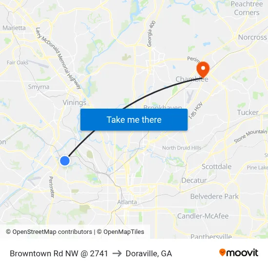 Browntown Rd NW @ 2741 to Doraville, GA map