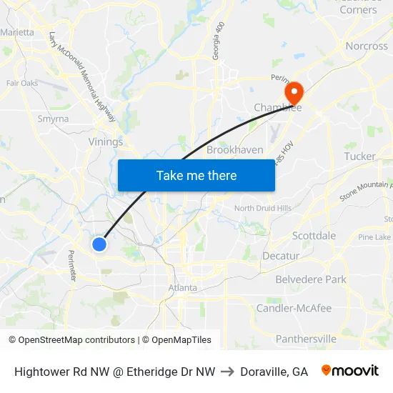 Hightower Rd NW @ Etheridge Dr NW to Doraville, GA map