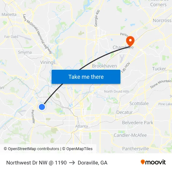 Northwest Dr NW @ 1190 to Doraville, GA map
