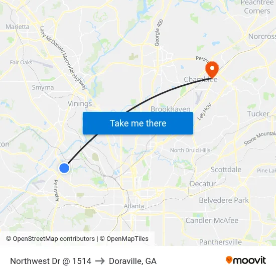 Northwest Dr @ 1514 to Doraville, GA map