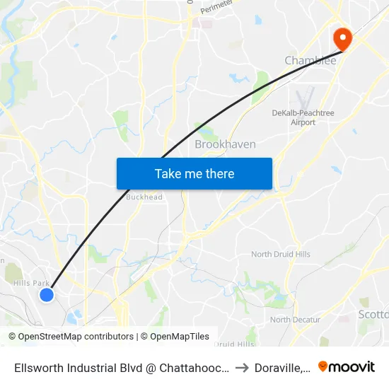 Ellsworth Industrial Blvd @ Chattahoochee Ave to Doraville, GA map