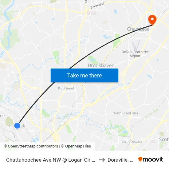 Chattahoochee Ave NW @ Logan Cir NW to Doraville, GA map