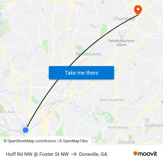 Huff Rd NW @ Foster St NW to Doraville, GA map