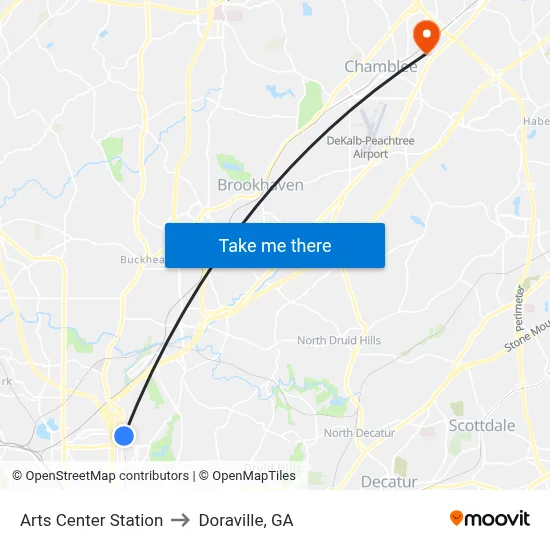 Arts Center Station to Doraville, GA map