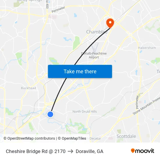 Cheshire Bridge Rd @ 2170 to Doraville, GA map