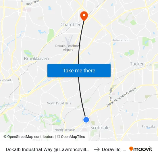 Dekalb Industrial Way @ Lawrenceville Hwy to Doraville, GA map