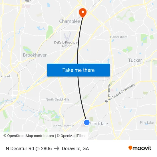 N Decatur Rd @ 2806 to Doraville, GA map