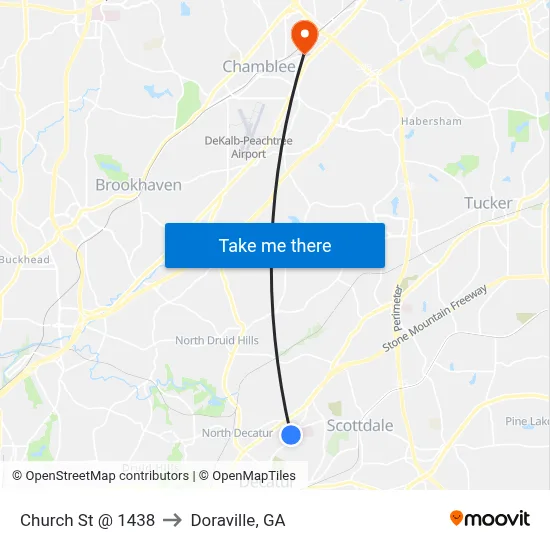 Church St @ 1438 to Doraville, GA map