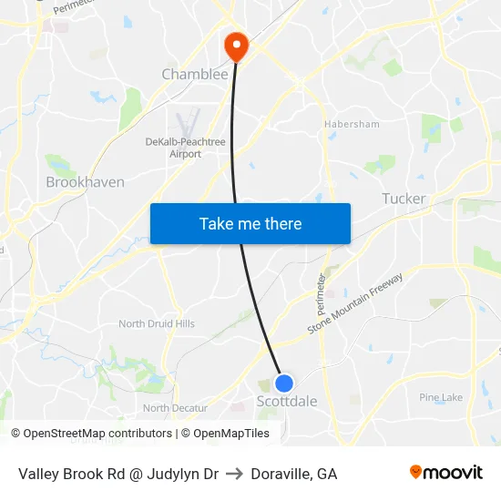Valley Brook Rd @ Judylyn Dr to Doraville, GA map