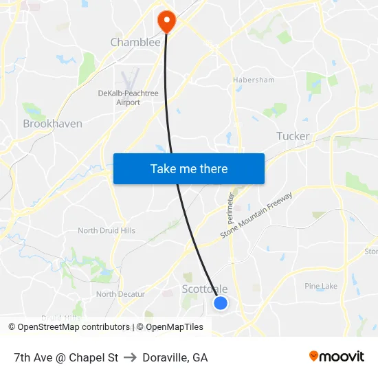 7th Ave @ Chapel St to Doraville, GA map
