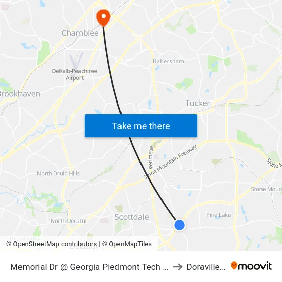 Memorial Dr @ Georgia Piedmont Tech College Dr to Doraville, GA map