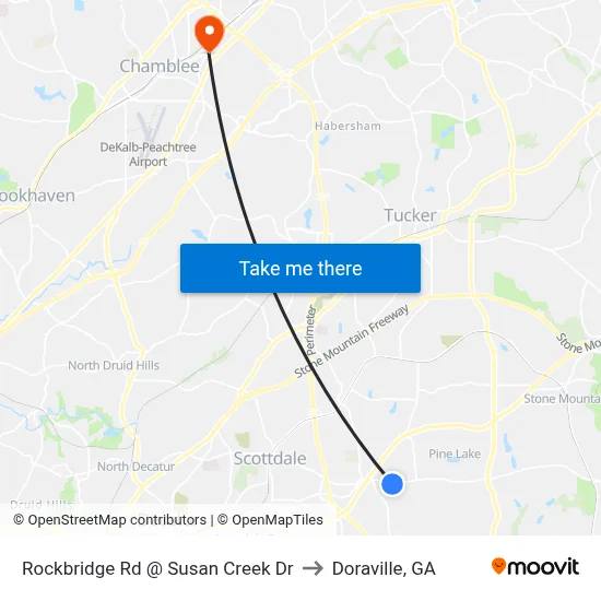 Rockbridge Rd @ Susan Creek Dr to Doraville, GA map